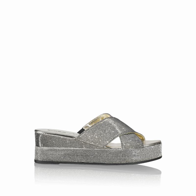 Russell & Bromley Plaza Luxe Platform Mules Women's Metallic [YZR9047AR]